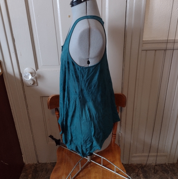 Deep green button down burnout tank top - Picture 3 of 4